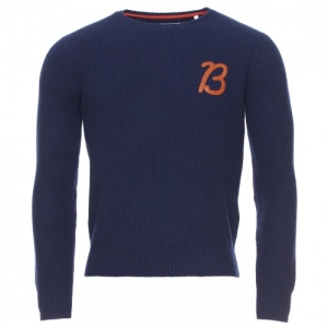 Pull col rond Serge Blanco en laine bleue marine - 97€30 au lieu de 139€ 